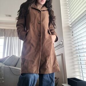 Anne Klein Wool Cashmere Brown Coat Sz 10